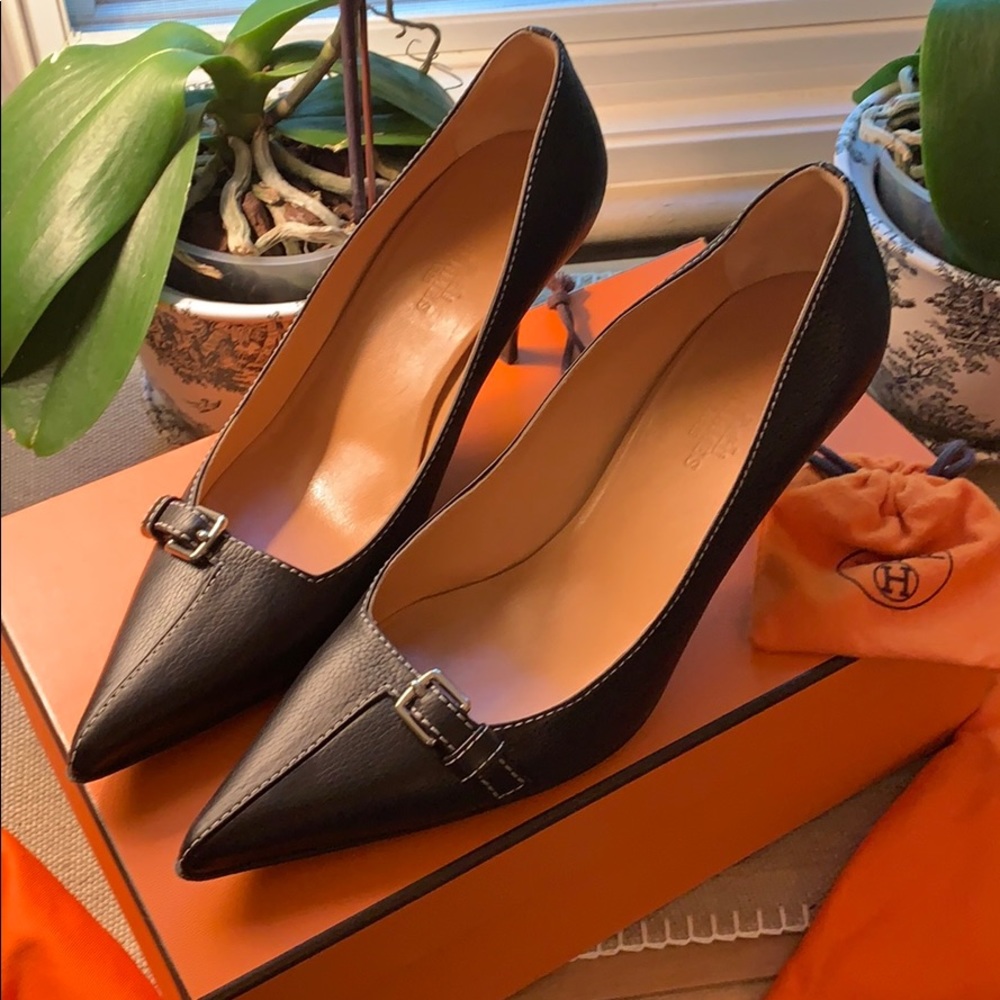 Hermes black Kitten Heels